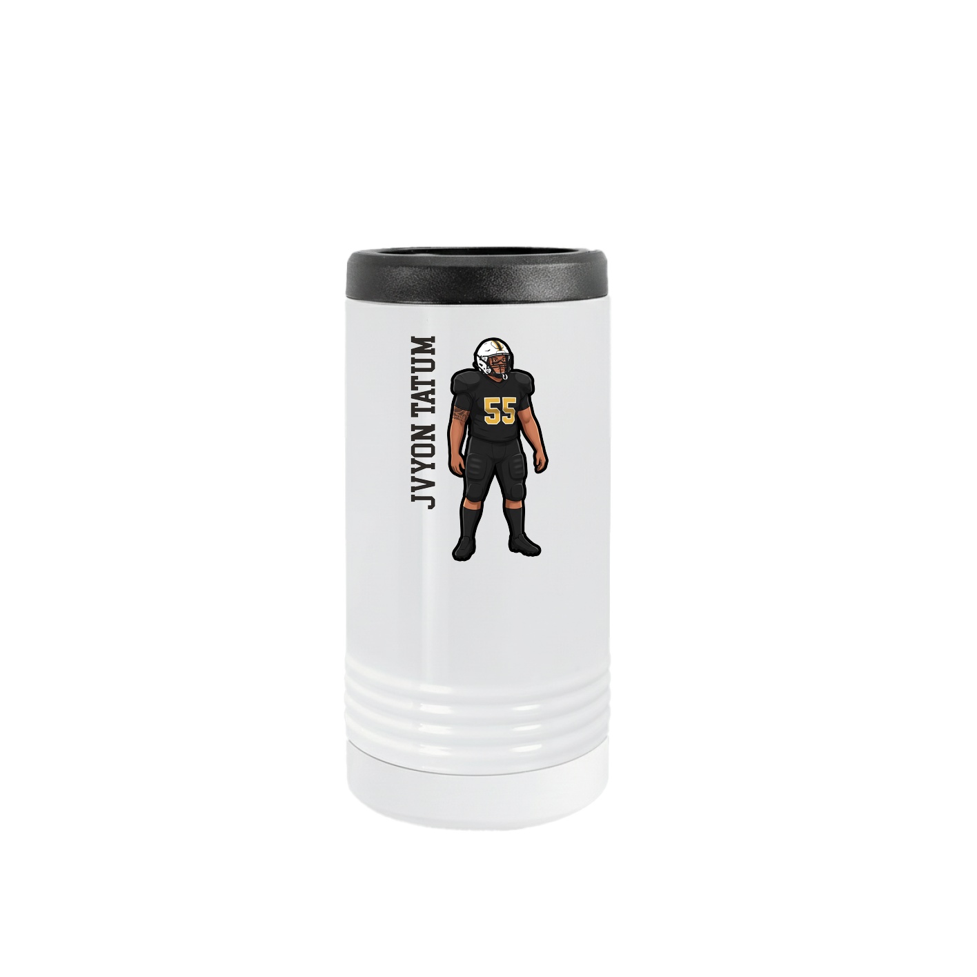 Slim Beverage Holder — Name Vertical in White
