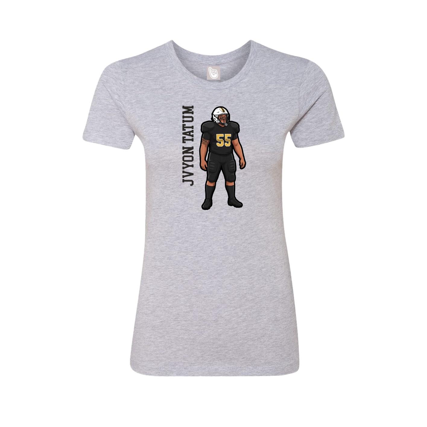 Fitted Women's Tee — Name Vertical in Grey