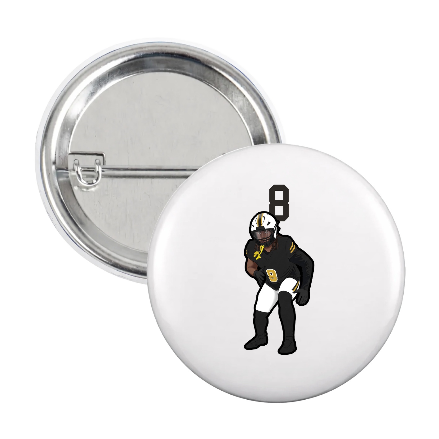Game Day Button — Number Top in White