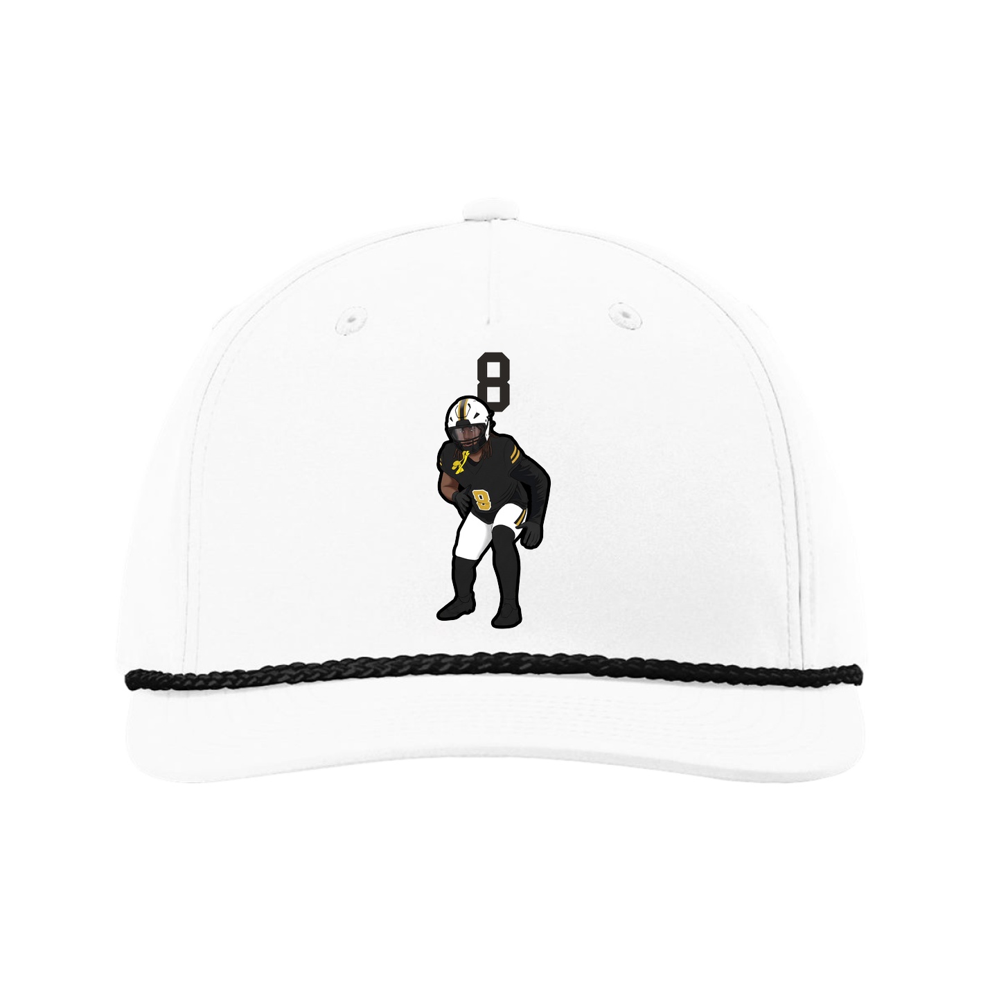 Five-Panel Classic Rope Cap — Number Top in White