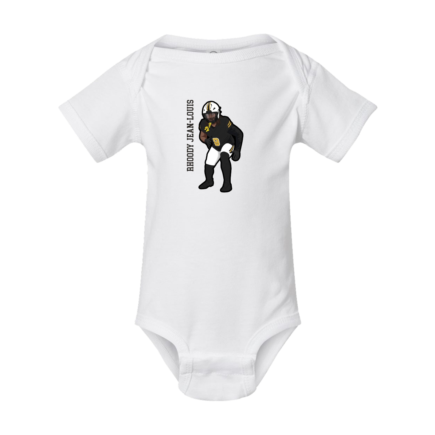 Baby Onesie — Name Vertical in White