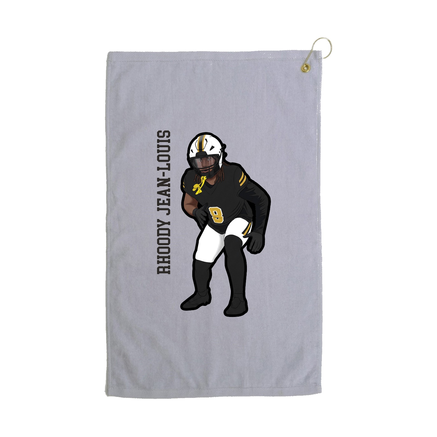 Golf Towel — Name Vertical in Grey