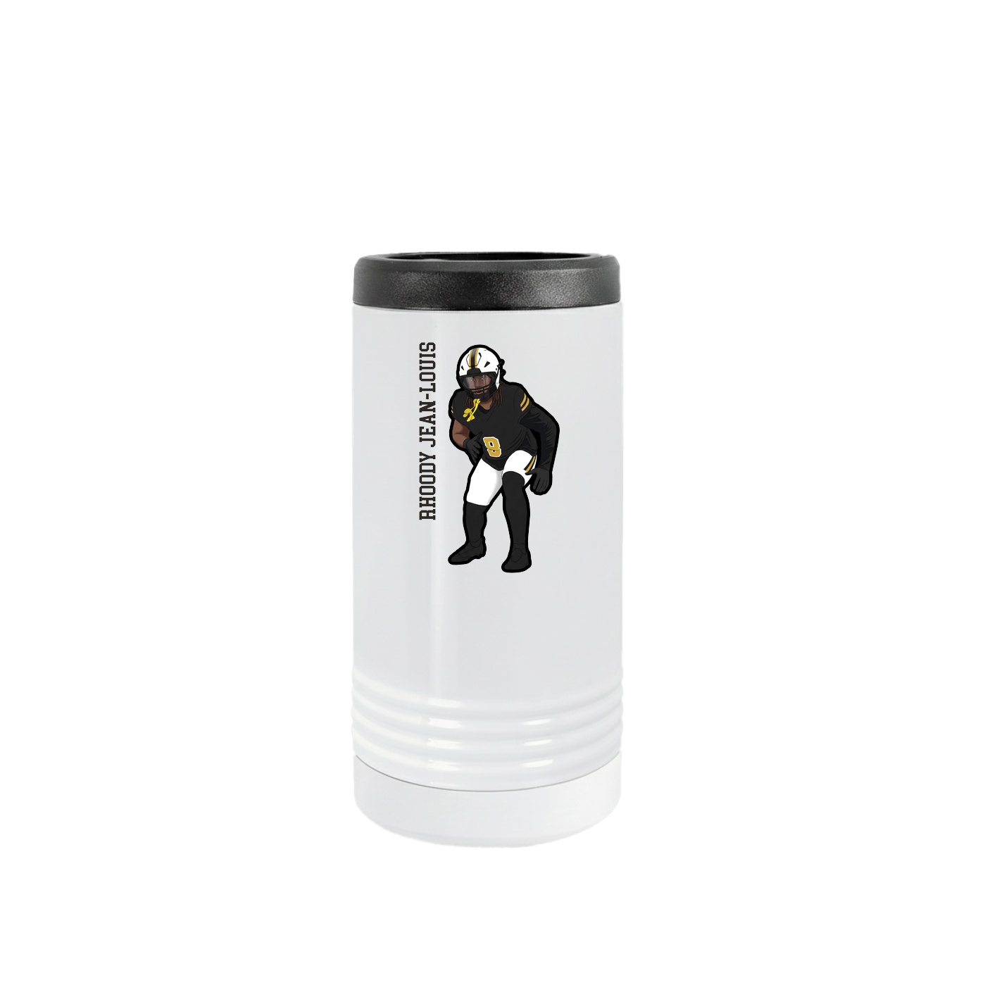 Slim Beverage Holder — Name Vertical in White