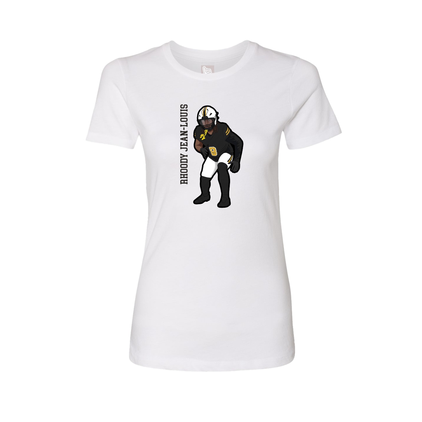 Fitted Women's Tee — Name Vertical in White