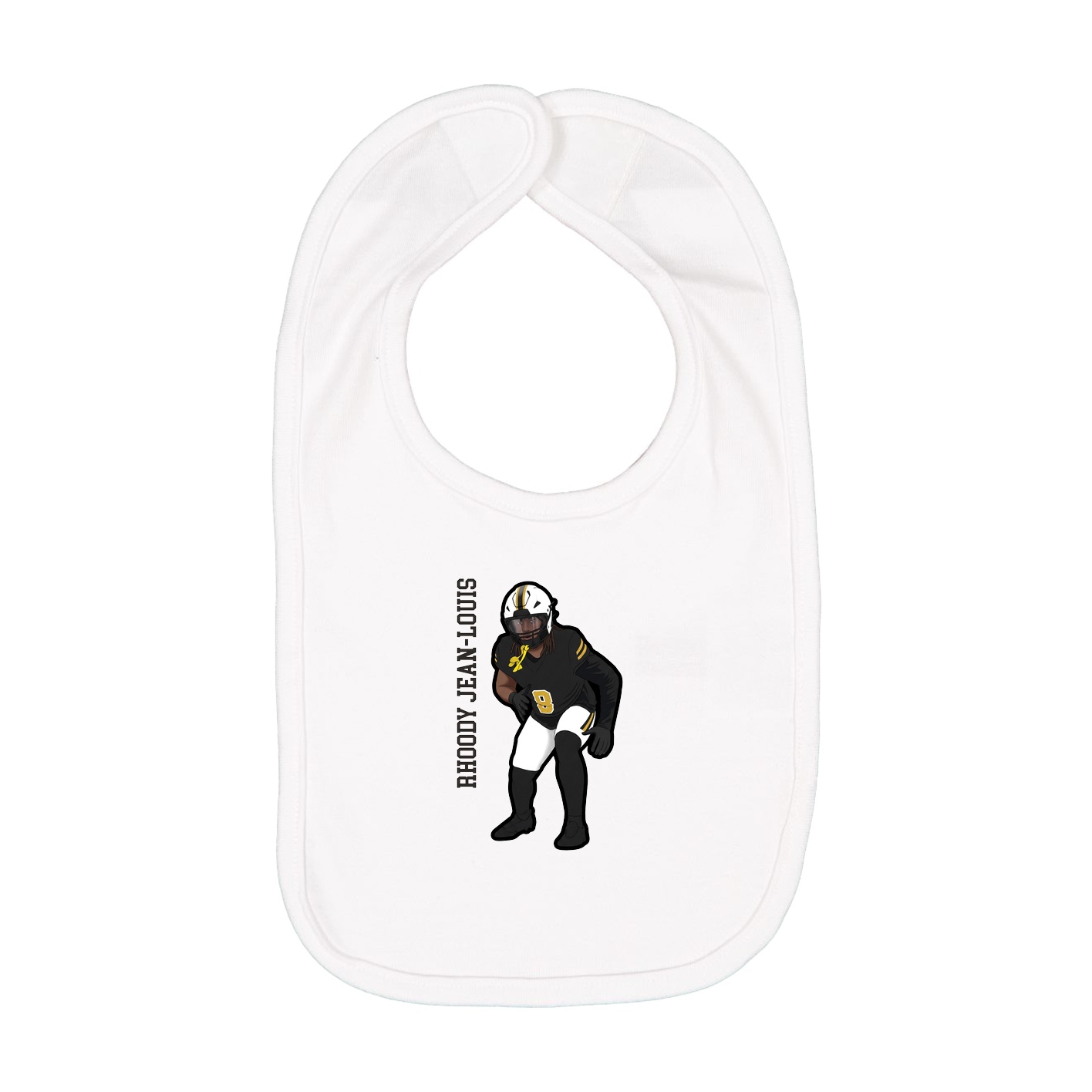 Infant Bib — Name Vertical in White