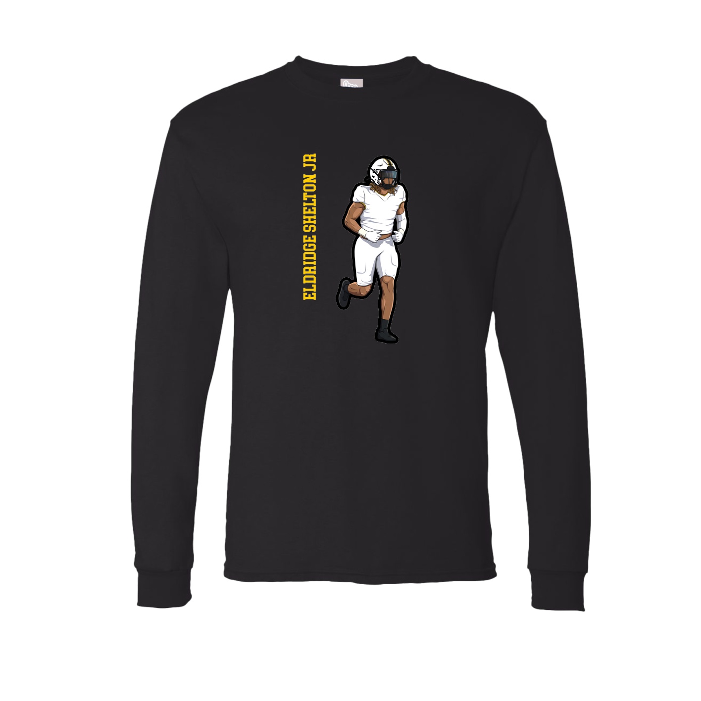Long Sleeve Tee — Name Vertical in Black