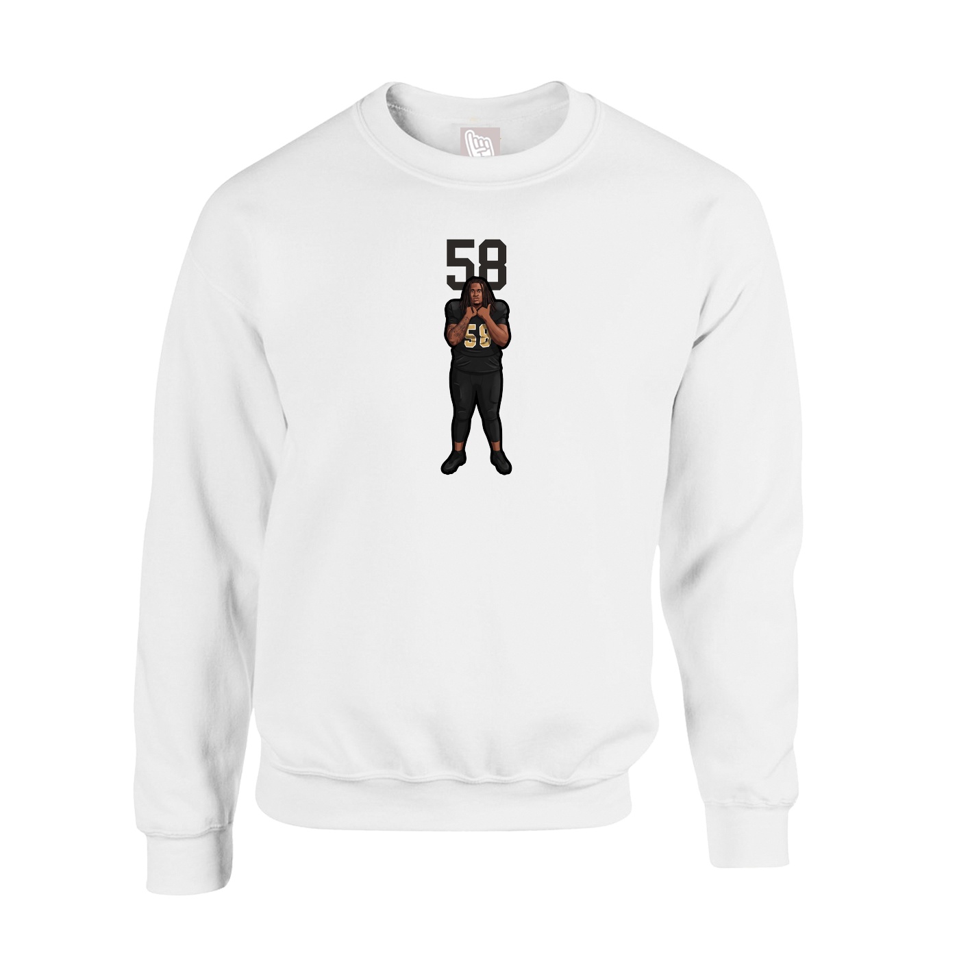 Fleece Crew — Number Top in White