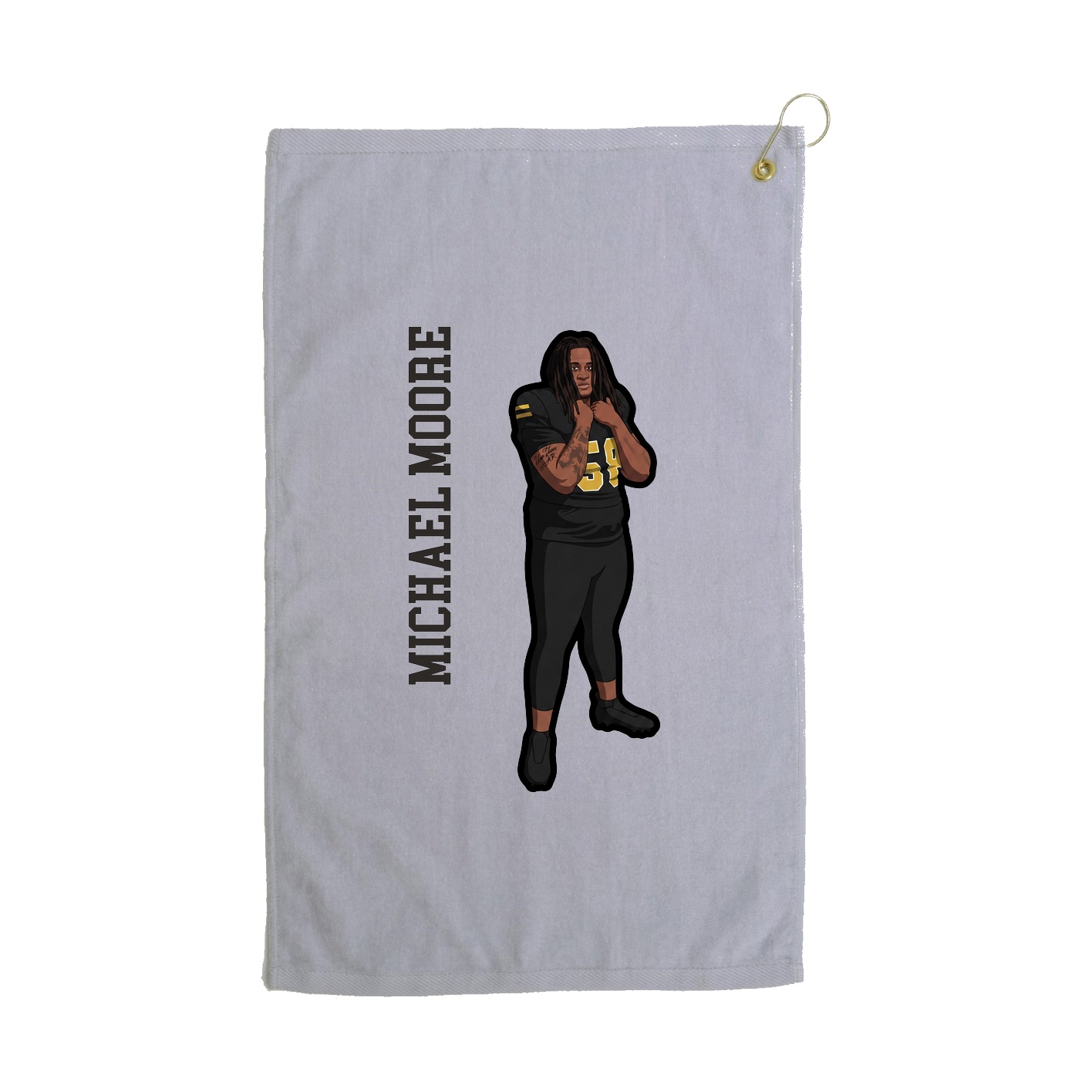 Golf Towel — Name Vertical in Grey