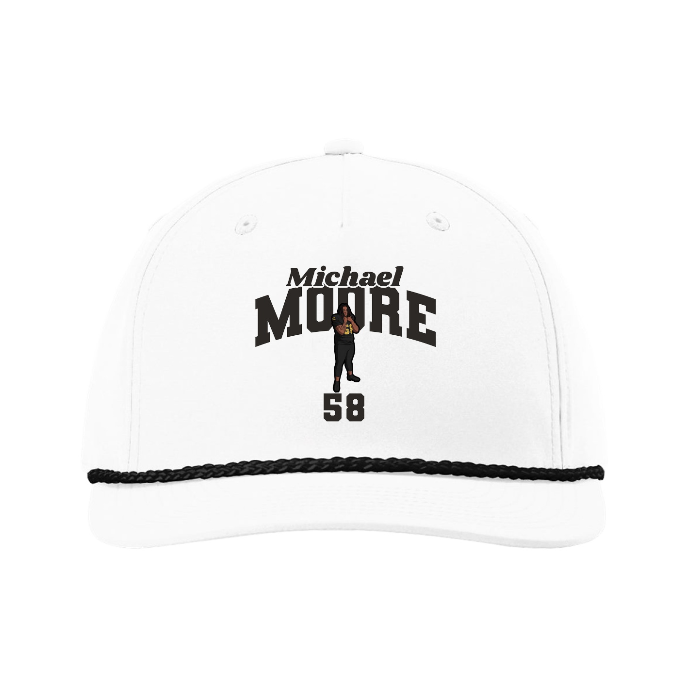 Five-Panel Classic Rope Cap — Signature Arch in White