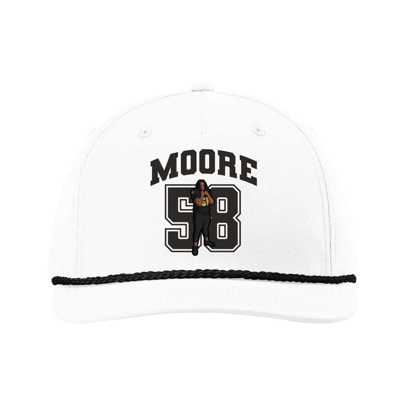 Five-Panel Classic Rope Cap — Number in White