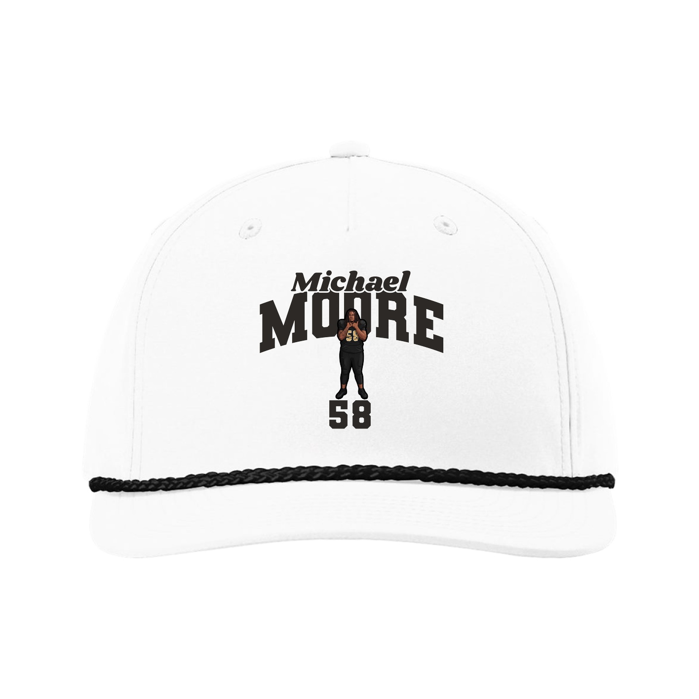 Five-Panel Classic Rope Cap — Signature Arch in White