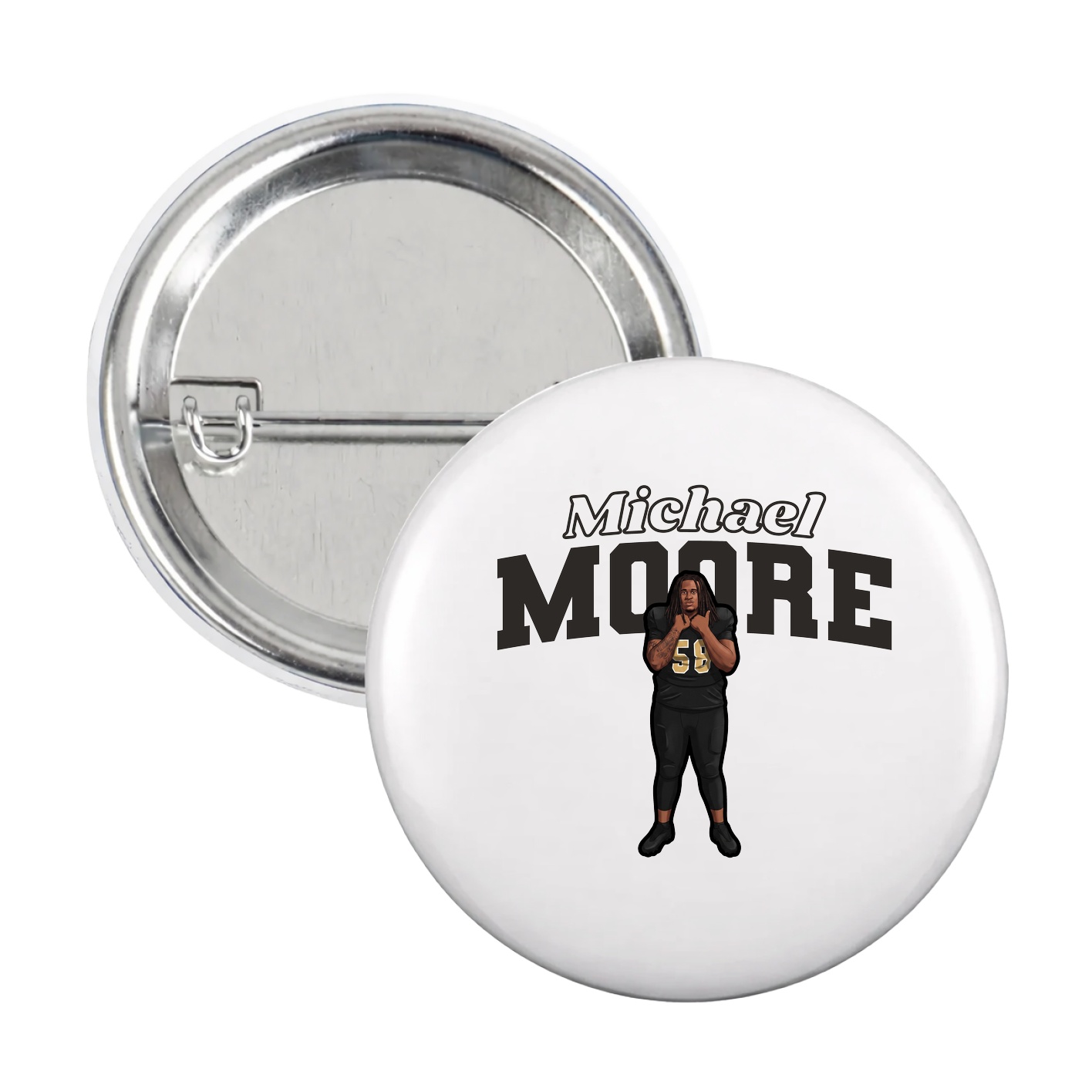 Game Day Button — Name Arch in White