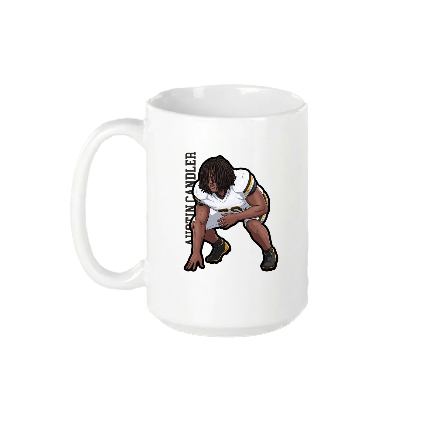 15oz Coffee Mug — Name Vertical in White
