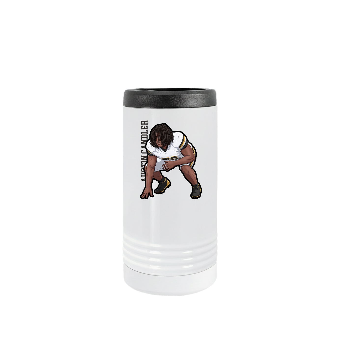 Slim Beverage Holder — Name Vertical in White