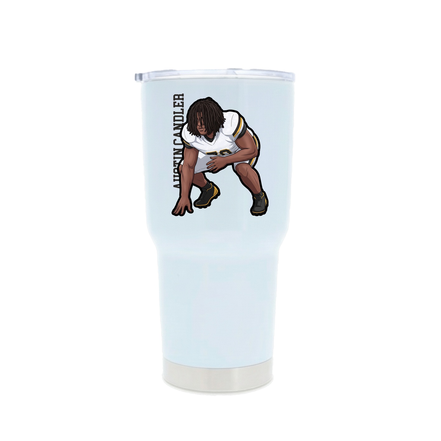 30oz Stainless Steel Tumbler — Name Vertical in White