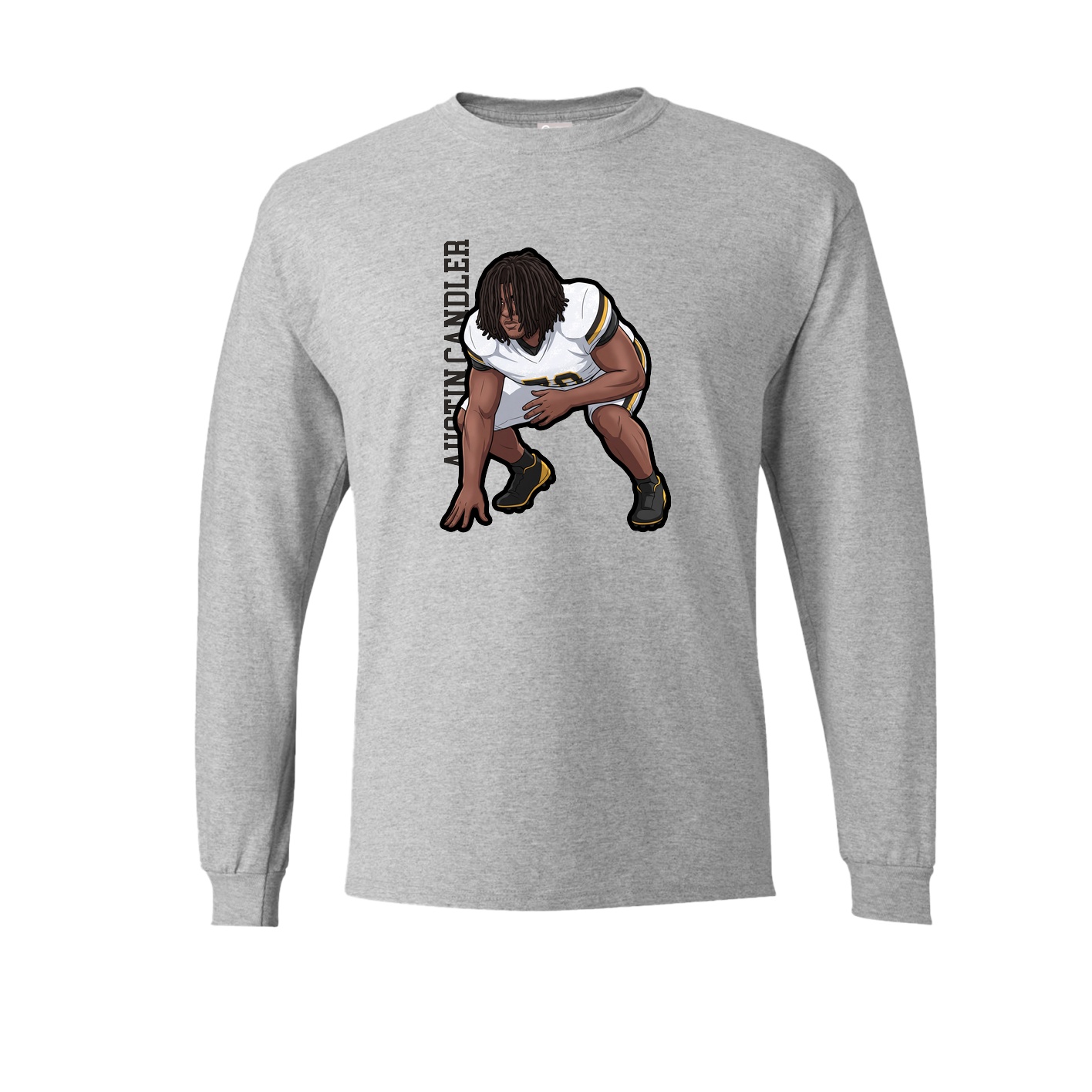 Long Sleeve Tee — Name Vertical in Grey