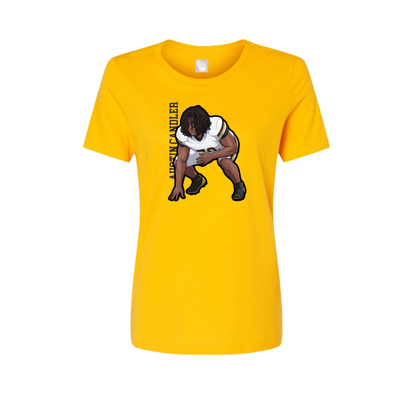 Fitted Women's Tee — Name Vertical in Gold