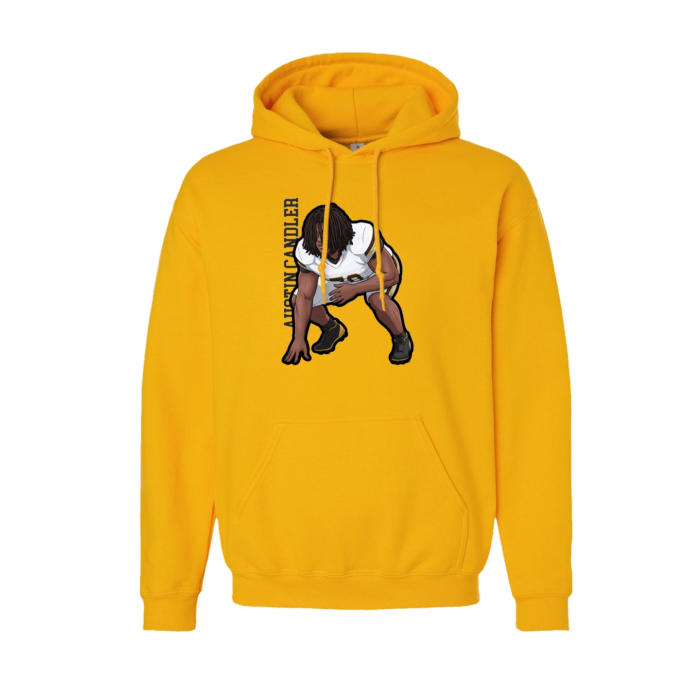 Youth Hoodie — Name Vertical in Gold