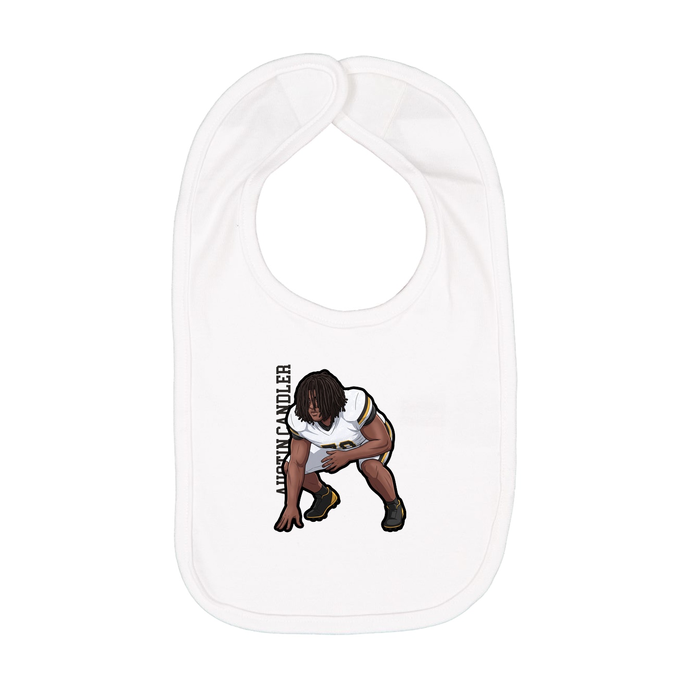Infant Bib — Name Vertical in White