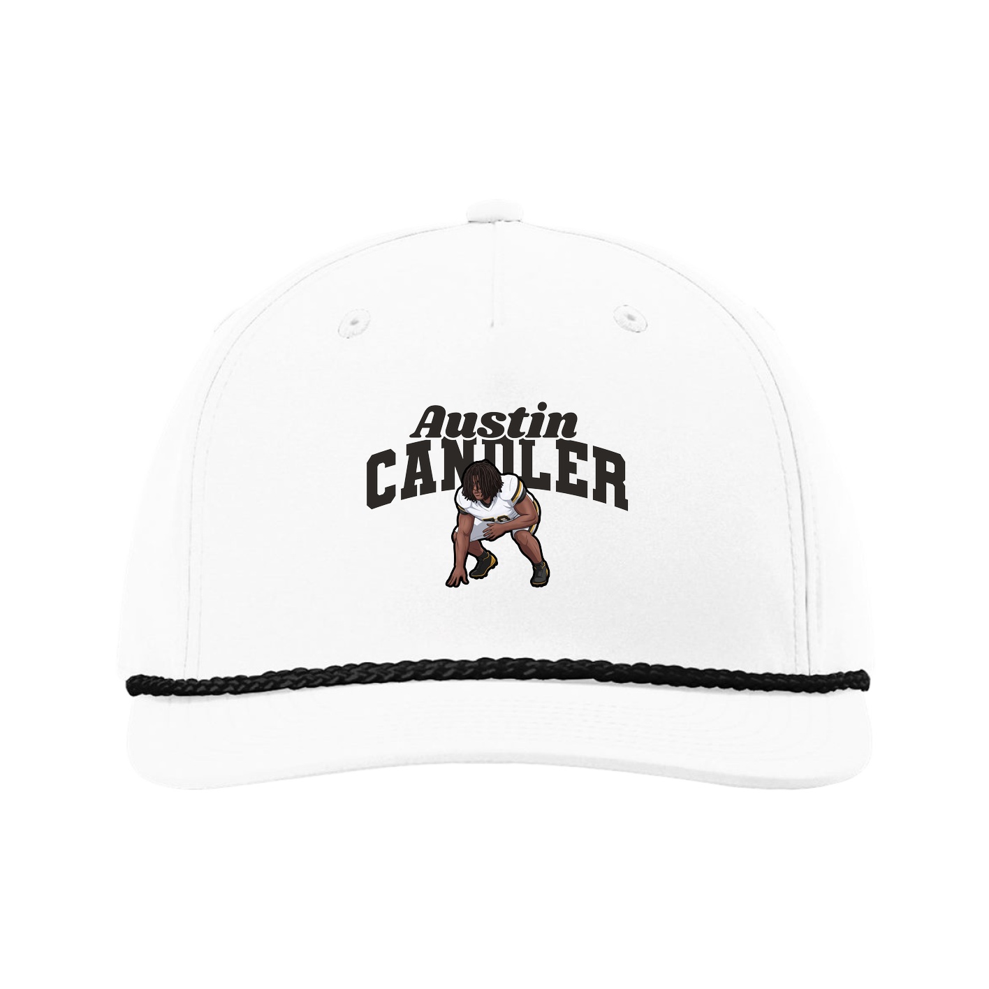 Five-Panel Classic Rope Cap — Signature Arch in White