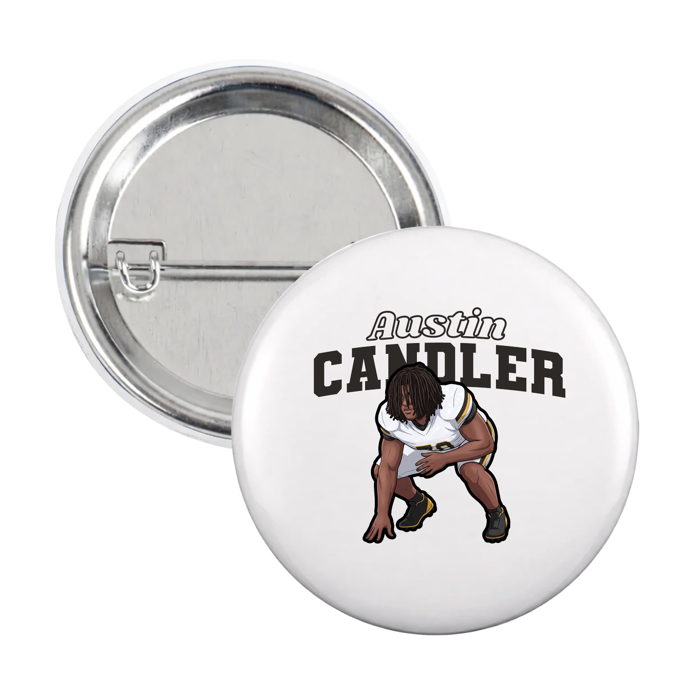 Game Day Button — Name Arch in White