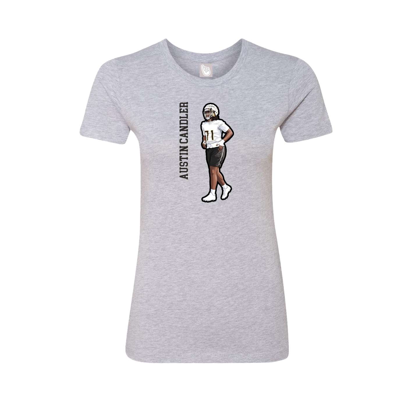 Fitted Women's Tee — Name Vertical in Grey