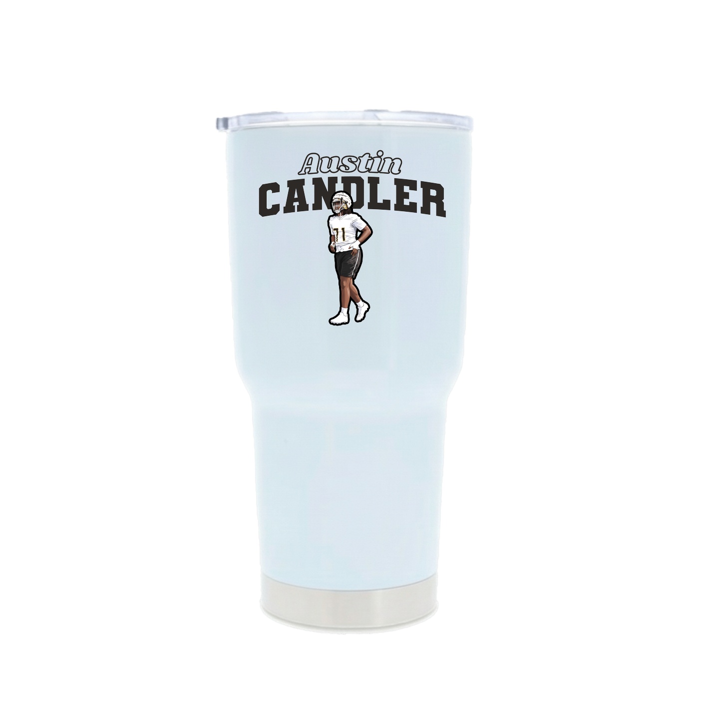 30oz Stainless Steel Tumbler — Name Arch in White