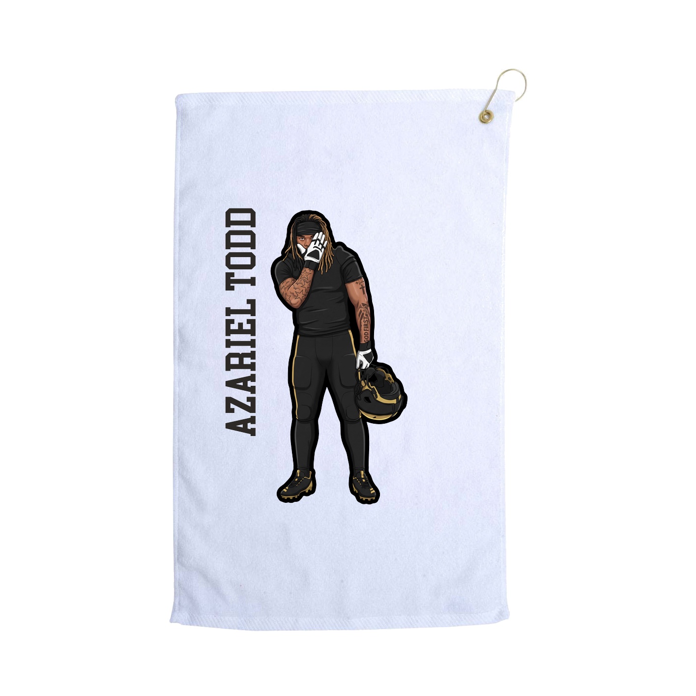 Golf Towel — Name Vertical in White