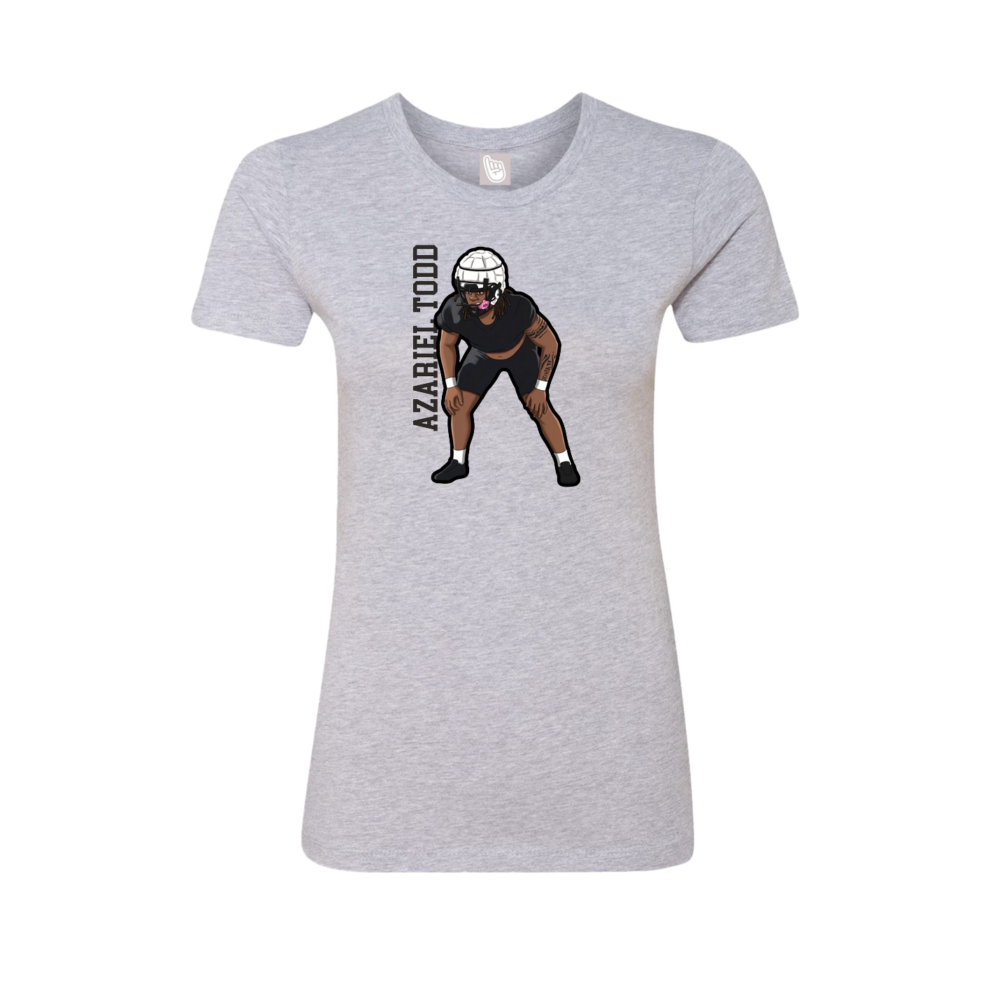 Fitted Women's Tee — Name Vertical in Grey