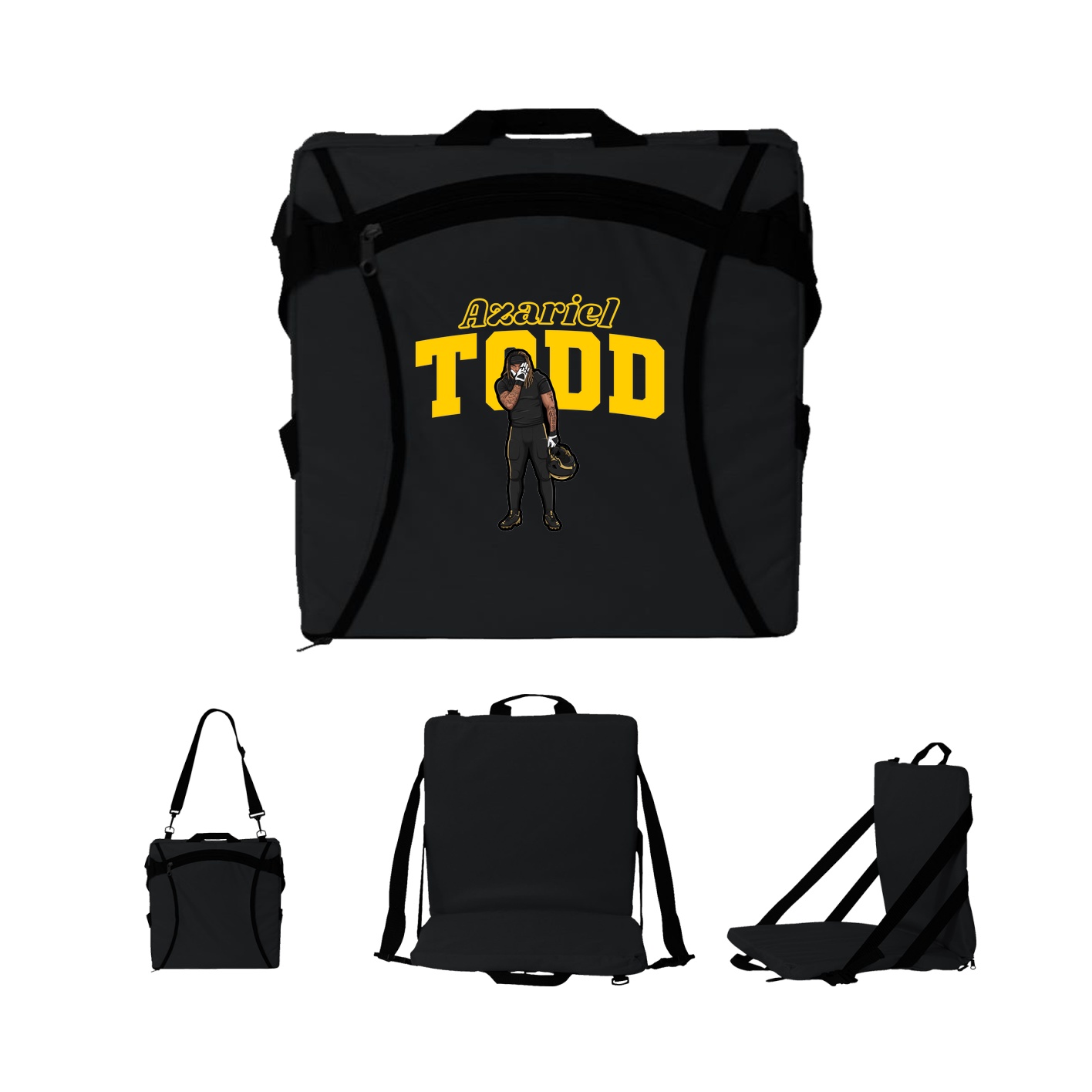 Folding Stadium Seat — Name Arch in Black