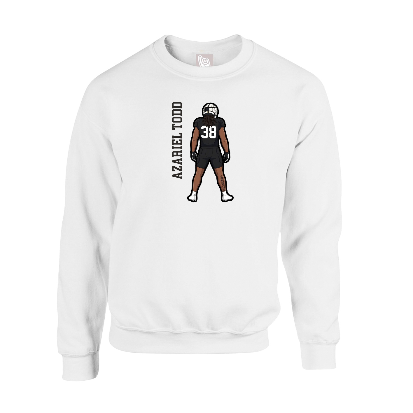 Fleece Crew — Name Vertical in White