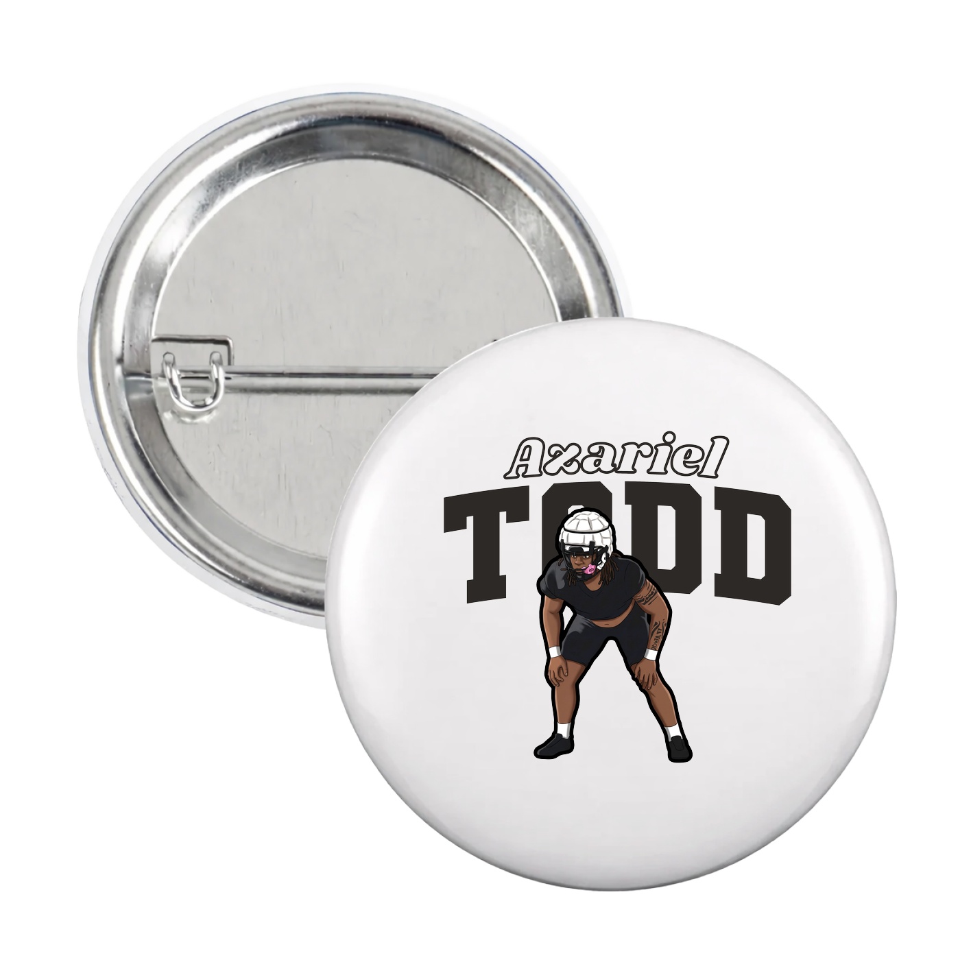 Game Day Button — Name Arch in White