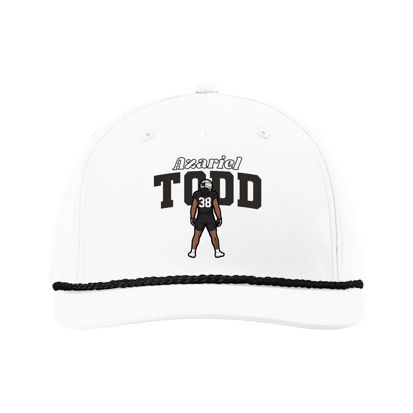 Five-Panel Classic Rope Cap — Name Arch in White
