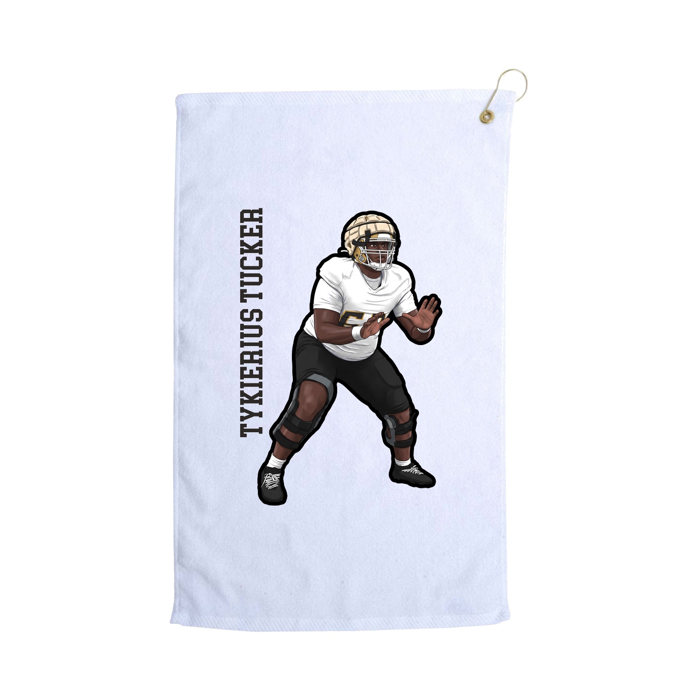 Golf Towel — Name Vertical in White