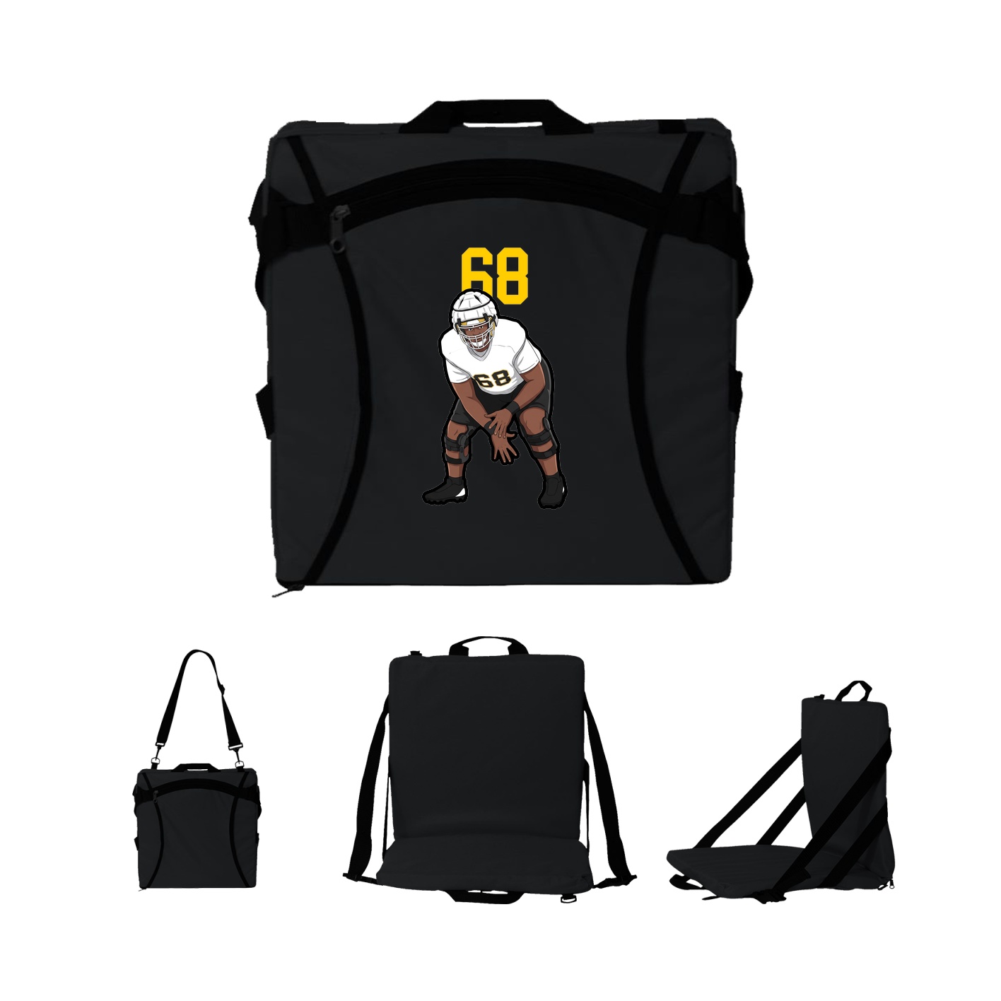Folding Stadium Seat — Number Top in Black