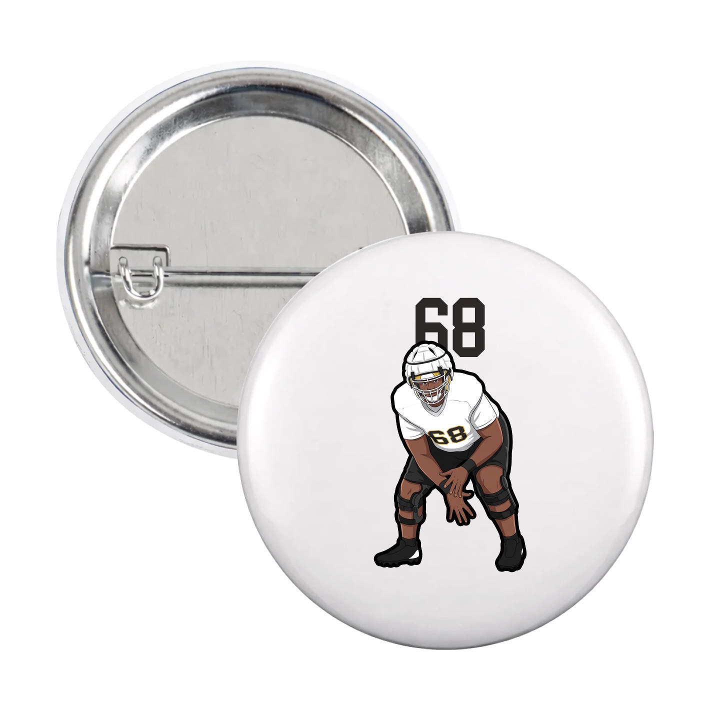 Game Day Button — Number Top in White