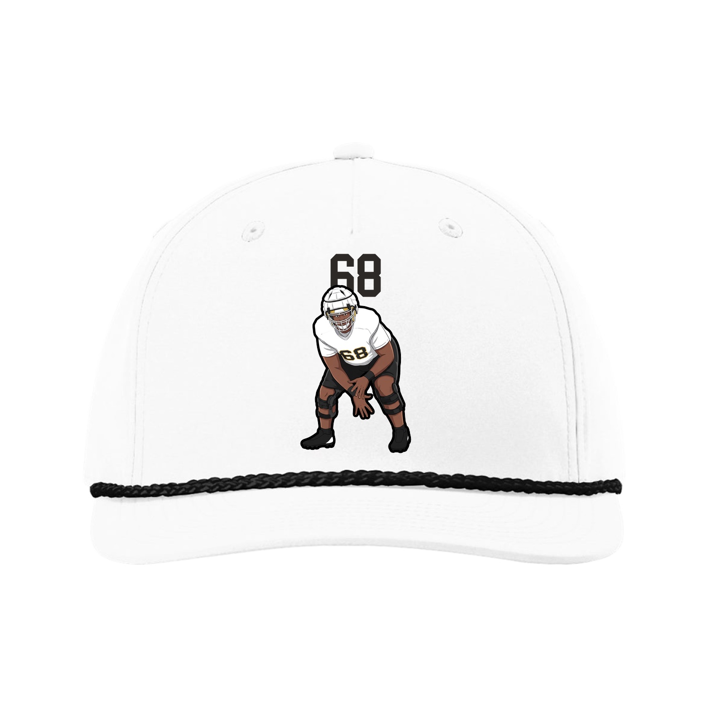 Five-Panel Classic Rope Cap — Number Top in White