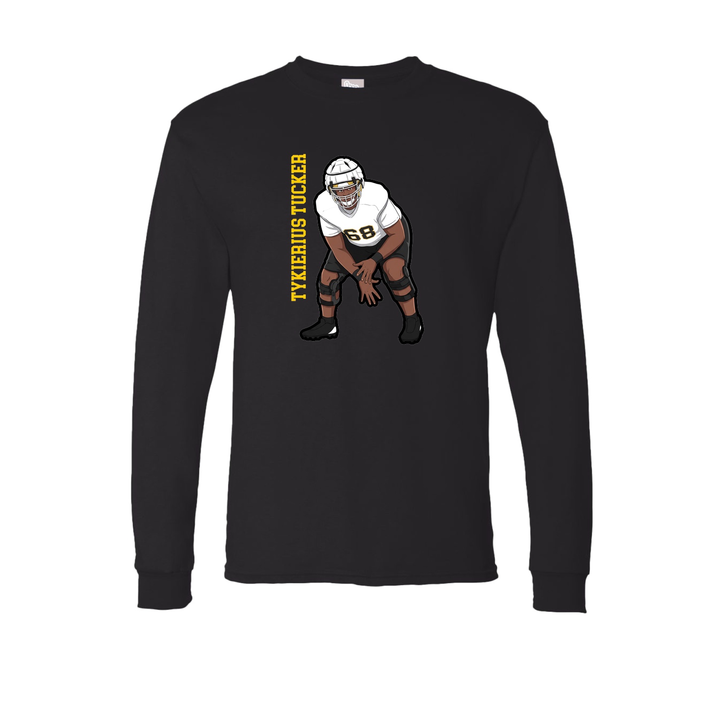 Long Sleeve Tee — Name Vertical in Black