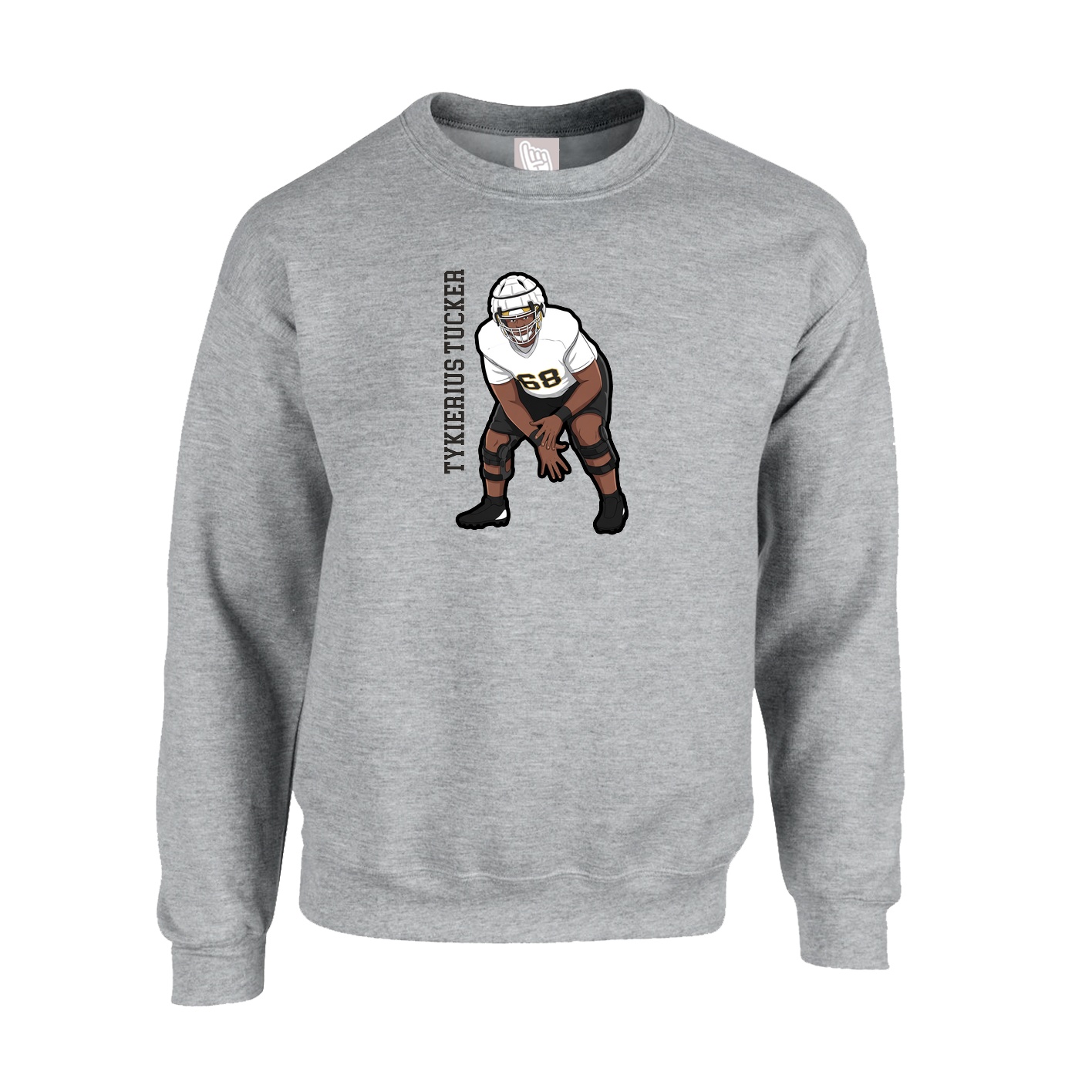 Fleece Crew — Name Vertical in Grey