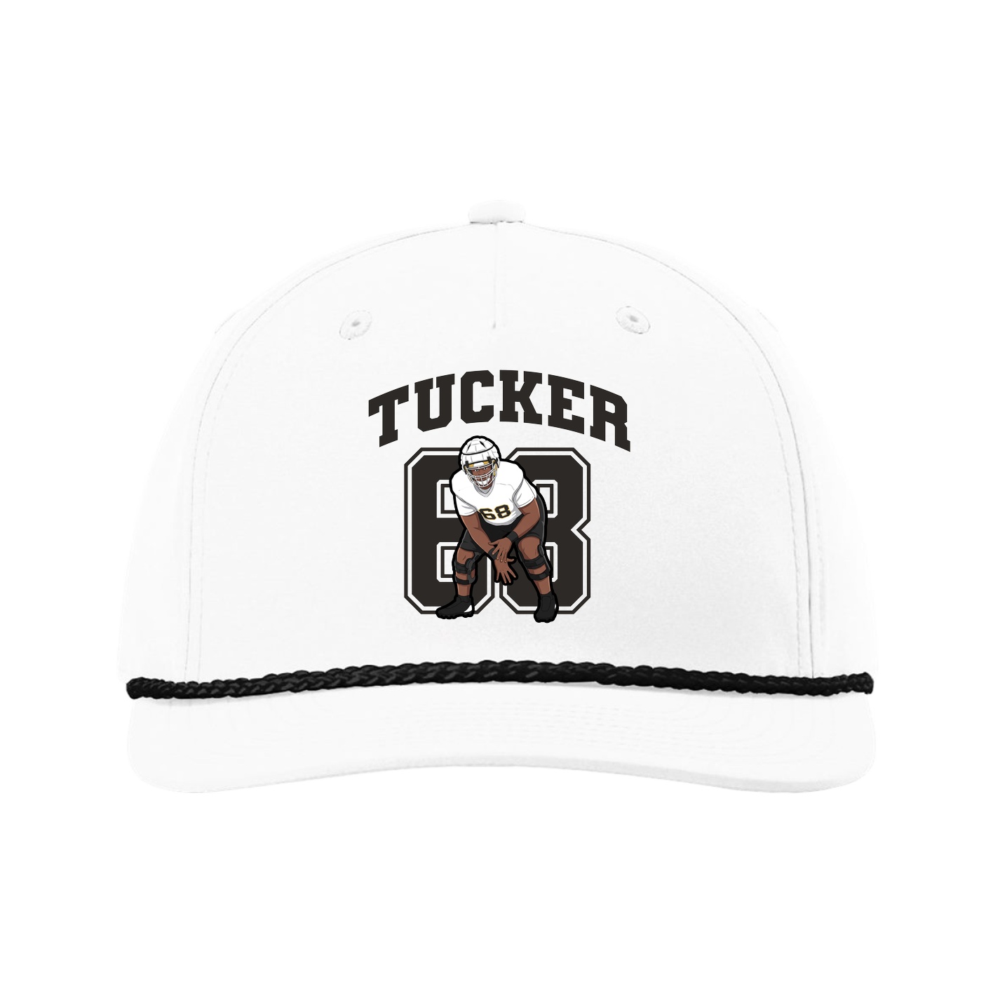 Five-Panel Classic Rope Cap — Number in White