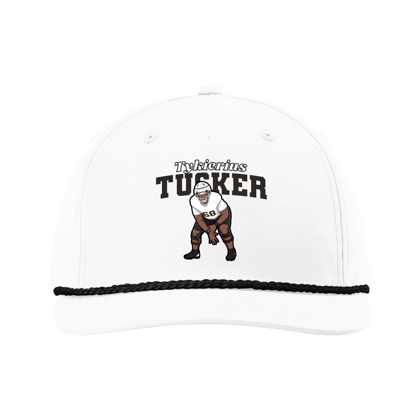 Five-Panel Classic Rope Cap — Name Arch in White