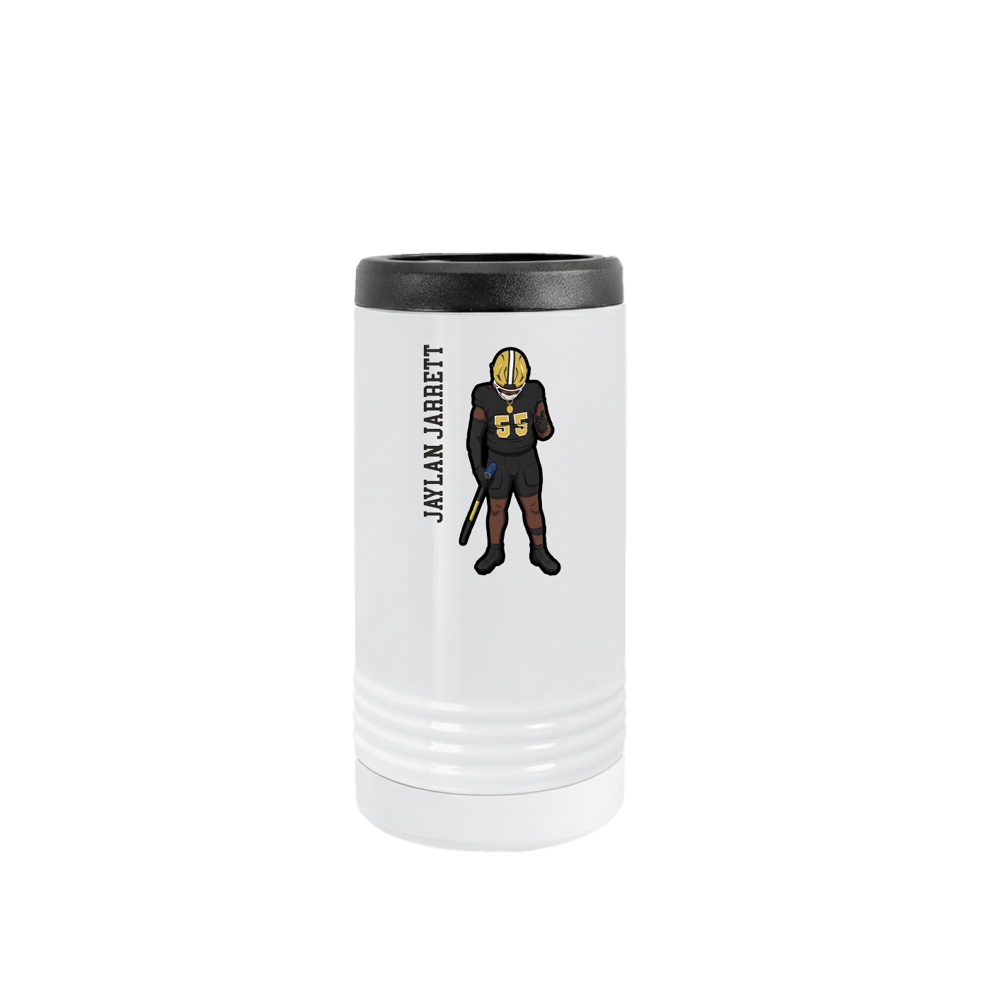 Slim Beverage Holder — Name Vertical in White