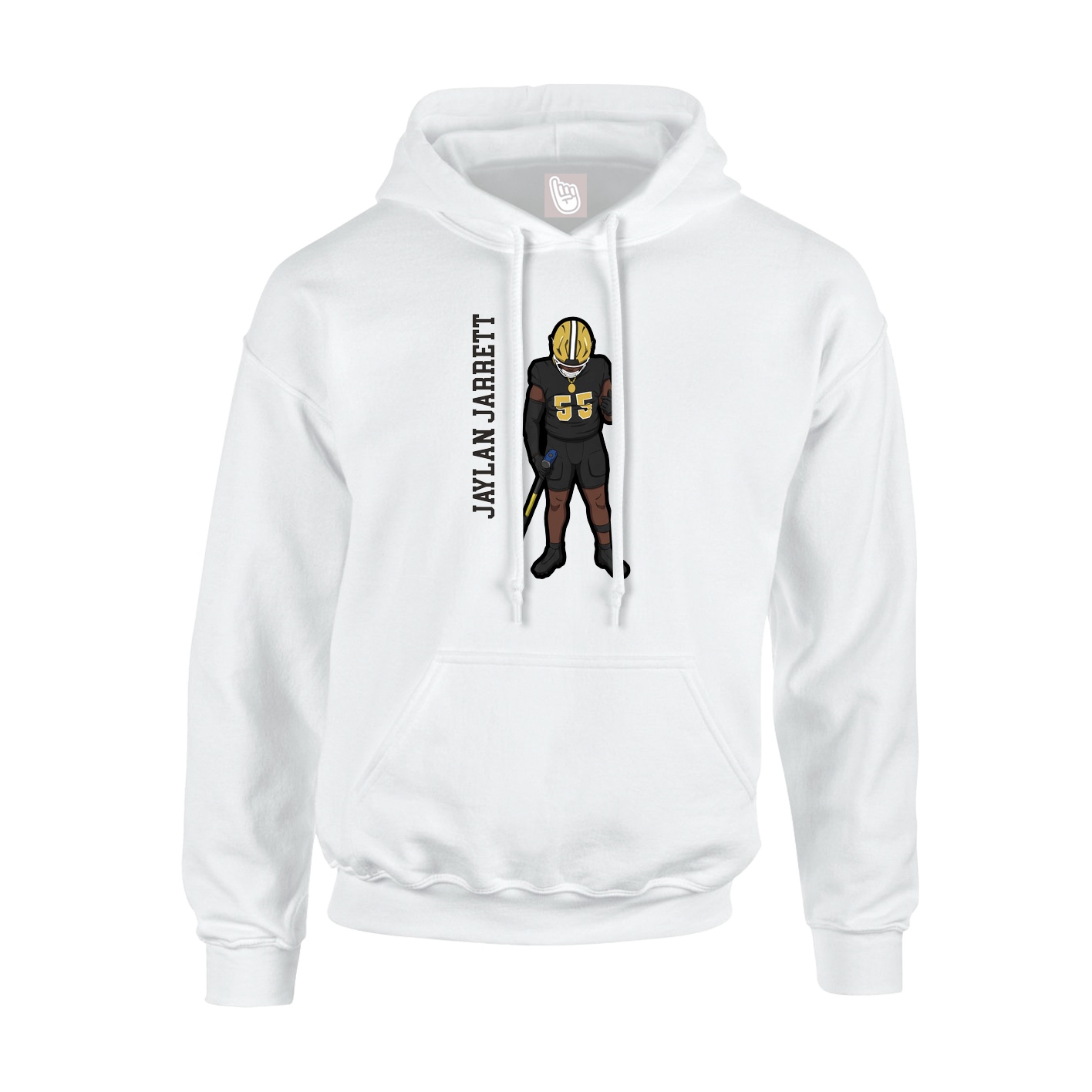 Youth Hoodie — Name Vertical in White