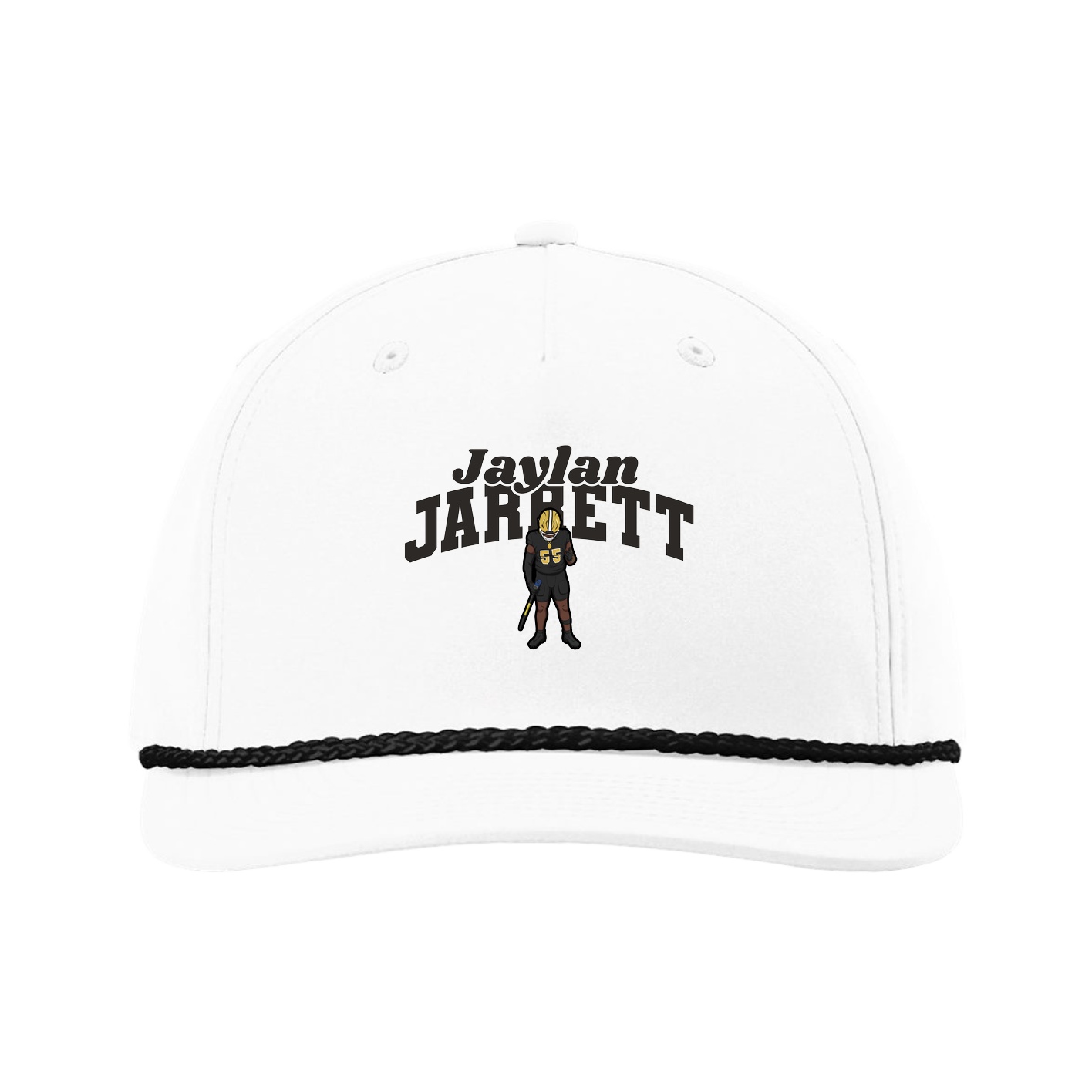 Five-Panel Classic Rope Cap — Signature Arch in White