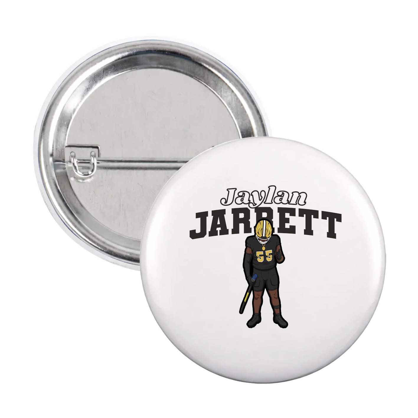 Game Day Button — Name Arch in White