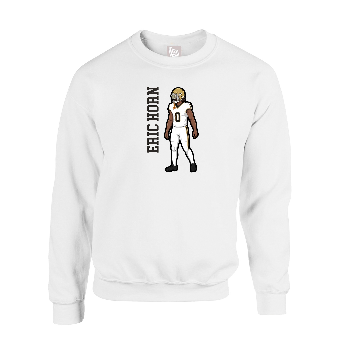 Fleece Crew — Name Vertical in White