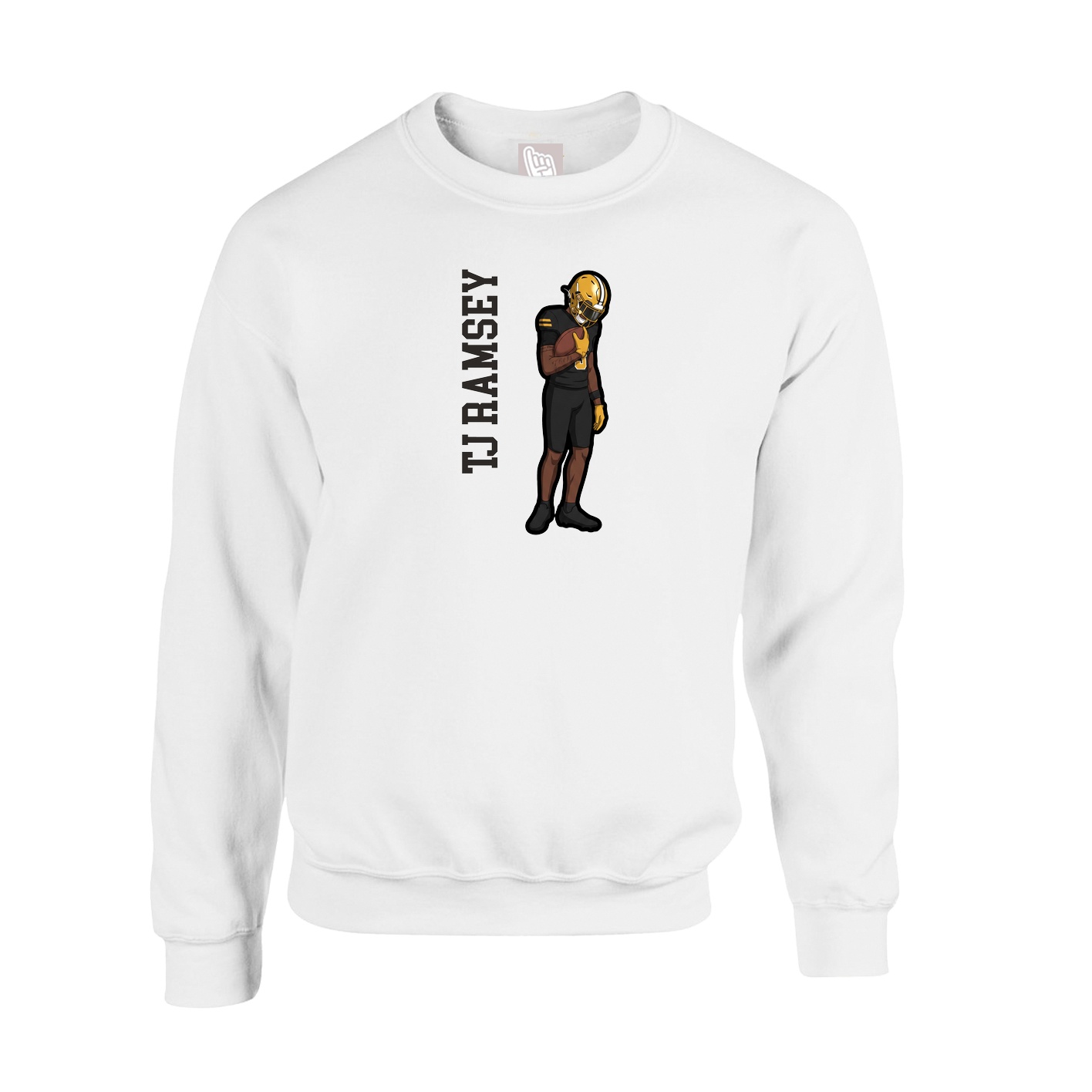 Fleece Crew — Name Vertical in White