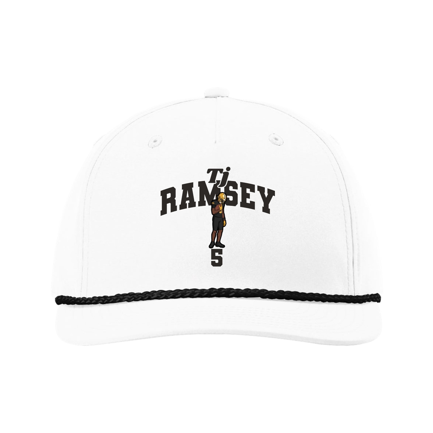Five-Panel Classic Rope Cap — Signature Arch in White
