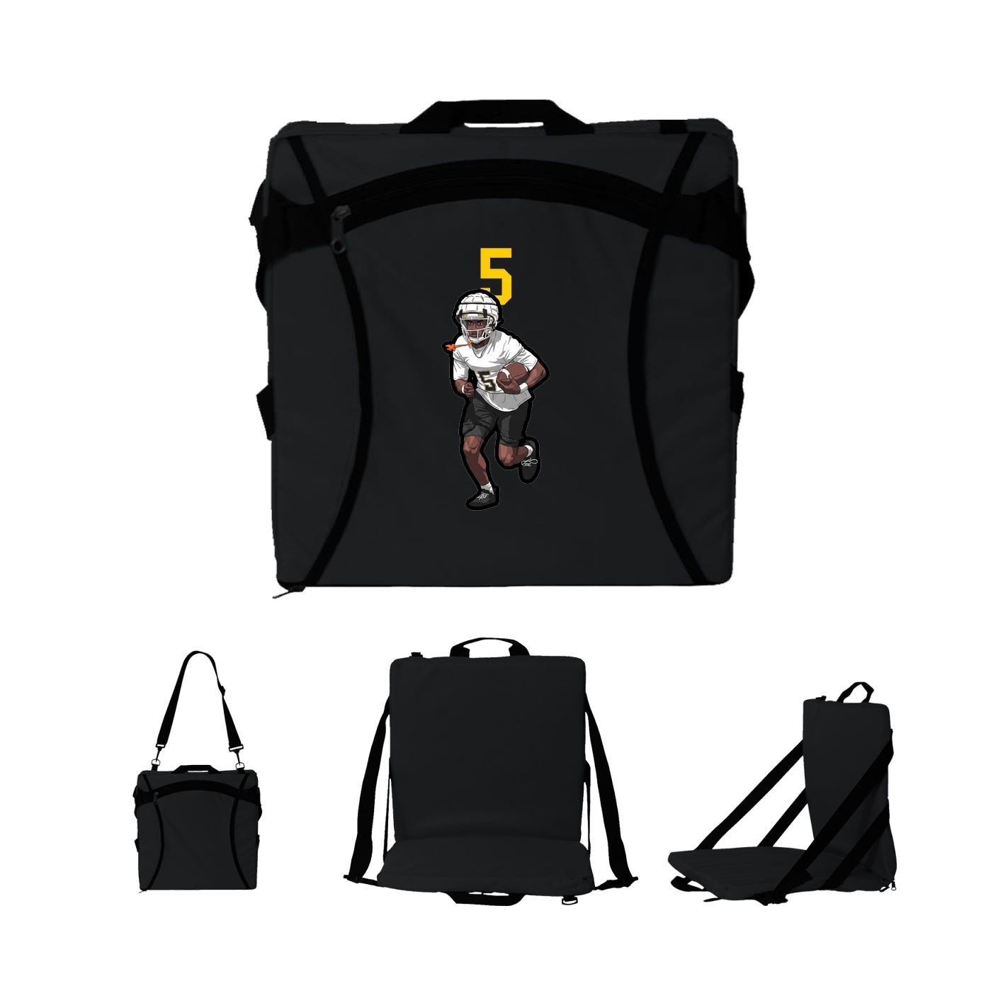 Folding Stadium Seat — Number Top in Black