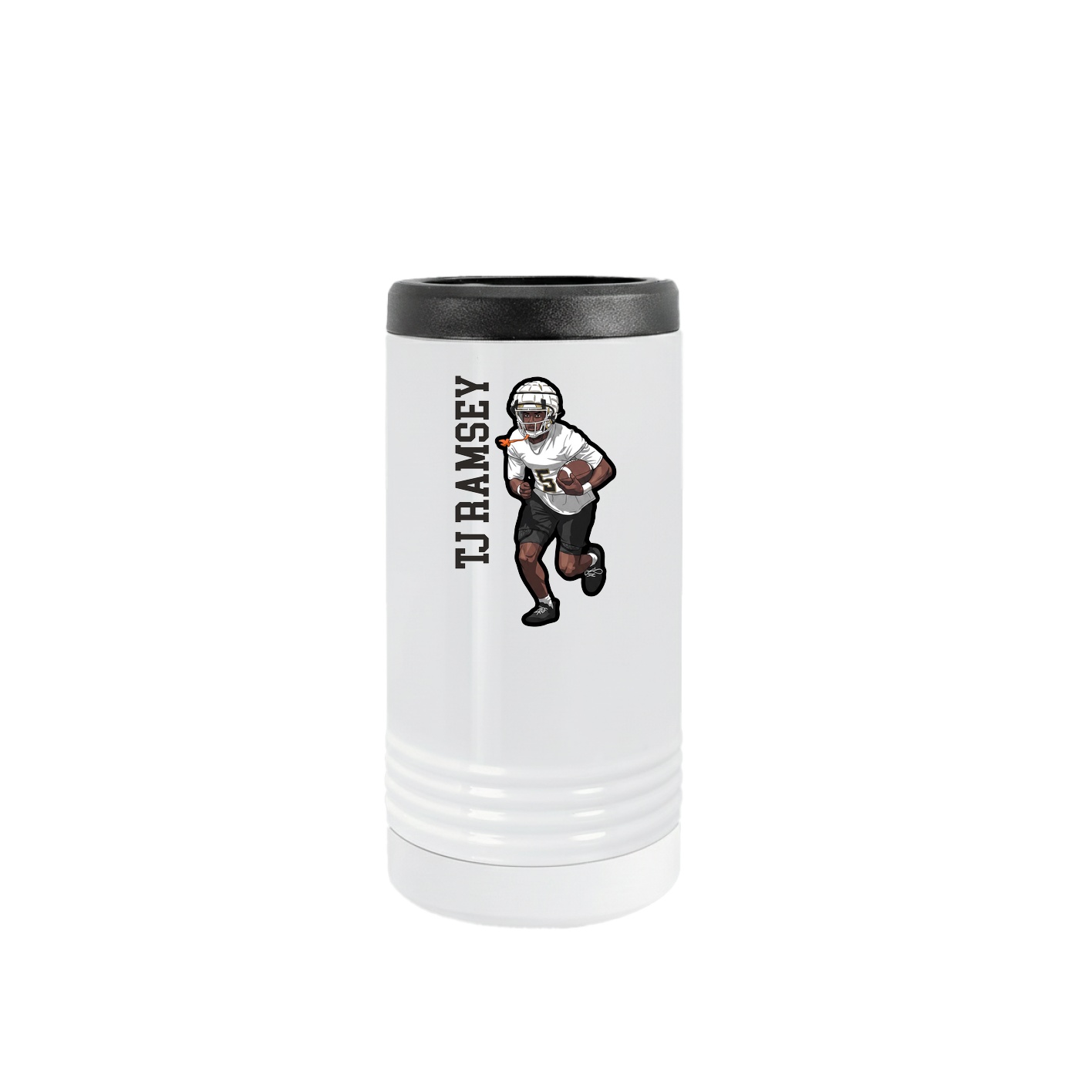 Slim Beverage Holder — Name Vertical in White